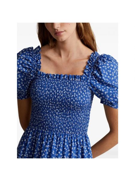 Mini vestido de flores Ralph Lauren azul