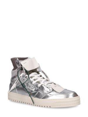 Bőr sneakers Off-white ezüstszínű