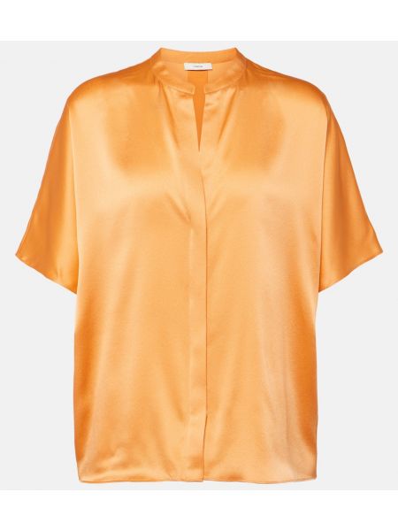 Bluză din satin de mătase Vince portocaliu