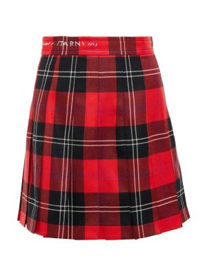 Kostkované vlněné mini sukně Marni červené