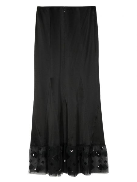 Hedvábné sukně se síťovinou Chanel Pre-owned černé