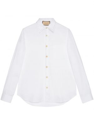 Βαμβακερό πουκάμισο με πετραδάκια Gucci λευκό