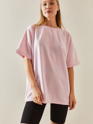 Koszulka oversize Xhan różowa