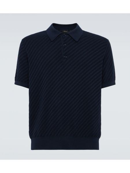 Polo en soie en cachemire en coton Brioni bleu