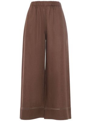 Pantaloni di lino baggy Max Mara marrone