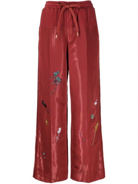 Pantaloni cu broderie cu croială lejeră Undercover roșu