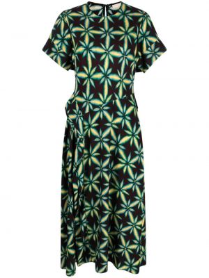 Midi obleka s cvetličnim vzorcem s potiskom Ulla Johnson črna