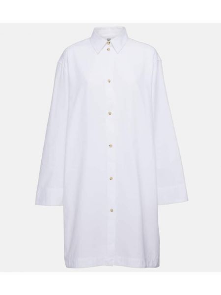 Oversized βαμβακερή φόρεμα Toteme λευκό