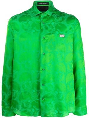 Camicia in tessuto jacquard Philipp Plein verde