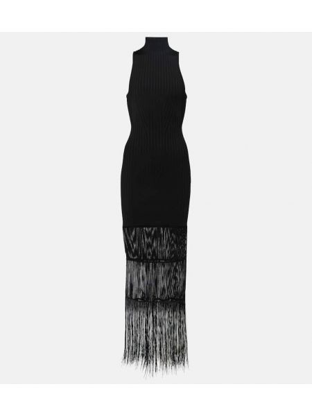 Μάξι φόρεμα με κρόσσια Khaite μαύρο