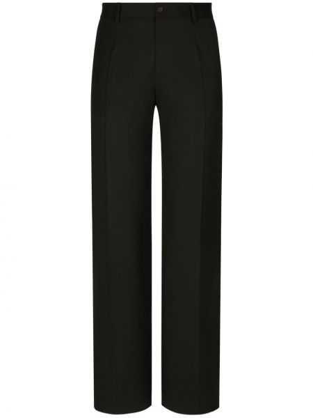Volnene ravne hlače Dolce & Gabbana črna