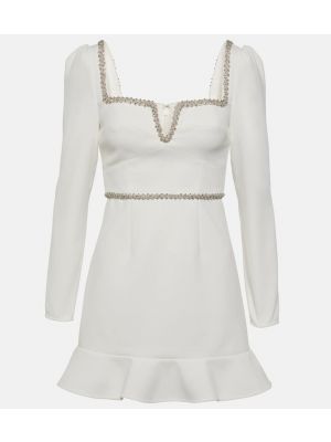 Mini vestido de cristal de crepé Self-portrait blanco