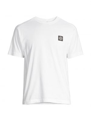 Хлопковая футболка с круглым вырезом Stone Island белая
