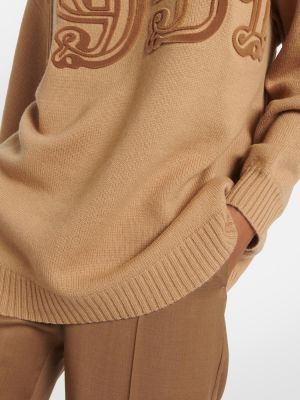 Кашмирен вълнен пуловер Max Mara кафяво