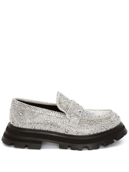 Pantofi loafer de cristal Alexander Mcqueen argintiu