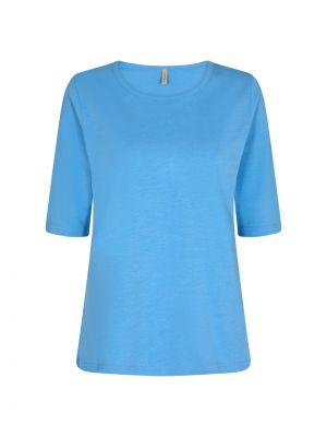 Jednofarebné bavlnené priliehavé tričko Soyaconcept - modrá