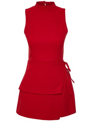 Φούστα mini από λυγαριά Trendyol κόκκινο