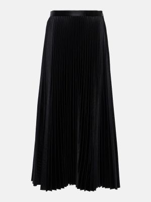 Plisovaná saténová midi sukňa Alaïa čierna
