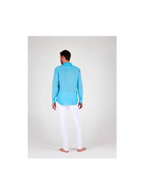 Camisa de lino slim fit 120% Lino azul