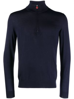 Pletený vlnený sveter na zips Kiton modrá