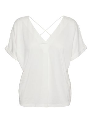 Jednofarebné viskózové priliehavé tričko Vero Moda - biela