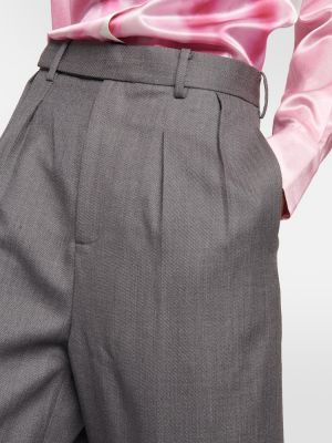 Vlnené rovné nohavice Jacques Wei sivá