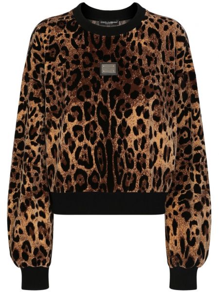 Jacquard trøje leopard striktrøje Dolce & Gabbana brun