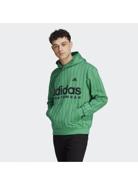 Bluza z kapturem polarowa w paski Adidas zielona