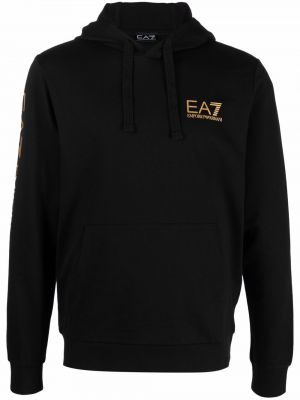 Sudadera con capucha con estampado Ea7 Emporio Armani negro