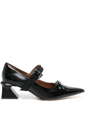 Pantofi cu toc cu funde din piele Shushu/tong negru