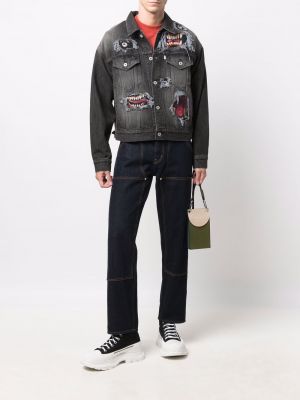 Jeansjacke mit geknöpfter mit print Doublet