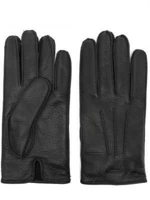 Rękawiczki skórzane Giorgio Armani czarne
