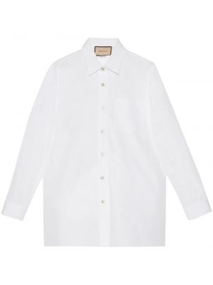 Βαμβακερό πουκάμισο με κέντημα Gucci λευκό