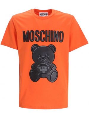 Bavlněné tričko s potiskem Moschino oranžové