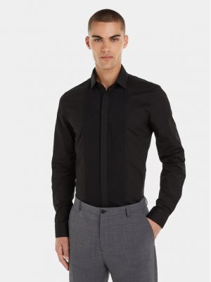 Slim fit priliehavá košeľa Calvin Klein čierna