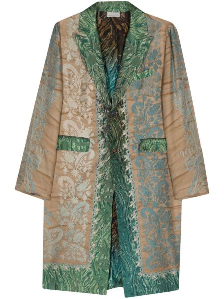 Gėlėtas šilkinis paltas Pierre-louis Mascia žalia