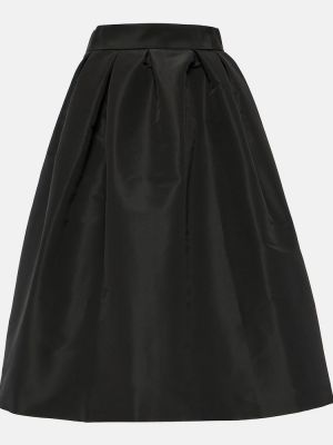 Czarna jedwabna spódnica midi z wysoką talią Carolina Herrera