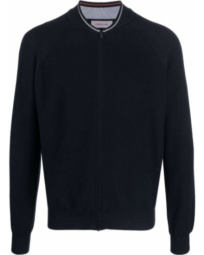 Пуловер с цип с кръгло деколте Corneliani синьо