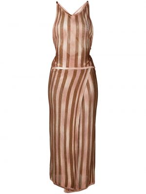 Kopertowa sukienka z printem Eckhaus Latta, brązowy