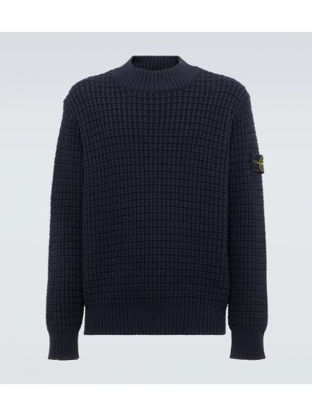 Ull strikkegenser Stone Island blå