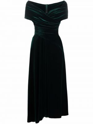 Платье с открытыми плечами Talbot Runhof, зеленое