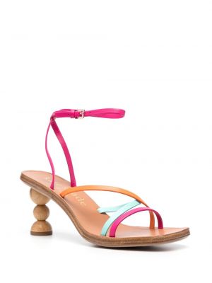 Dabīgās ādas sandales ar papēžiem Kate Spade rozā
