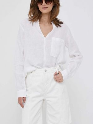 Панталон с висока талия Calvin Klein Jeans бяло