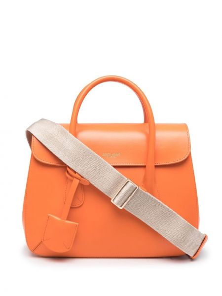 Кожаная тоут сумка Giorgio Armani, оранжевая