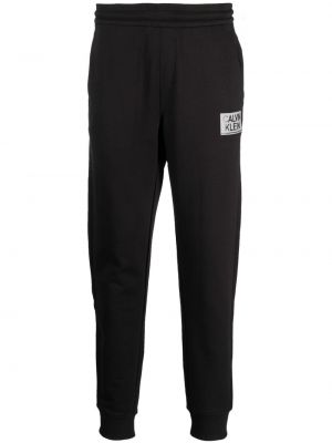 Памучни спортни панталони с принт Calvin Klein черно