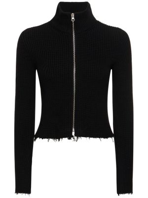 Veste en coton en tricot Mm6 Maison Margiela noir