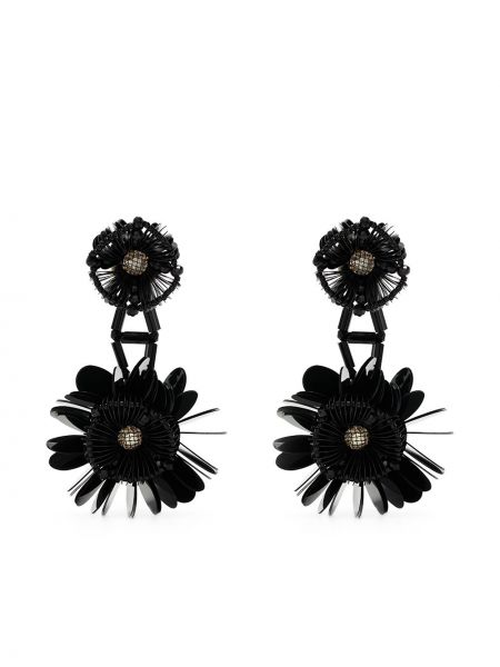 Pendientes de flores con apliques Biyan negro