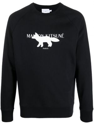 Trykt sweatshirt Maison Kitsuné svart