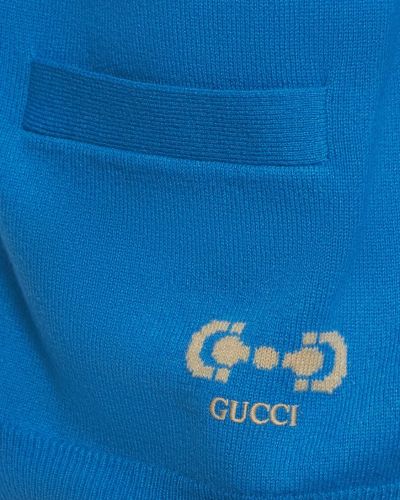 Кашмирен жилетка с v-образно деколте Gucci синьо