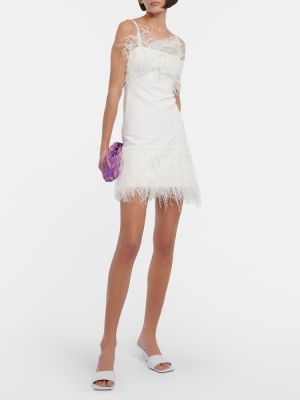 Mini vestido con plumas de plumas Staud blanco